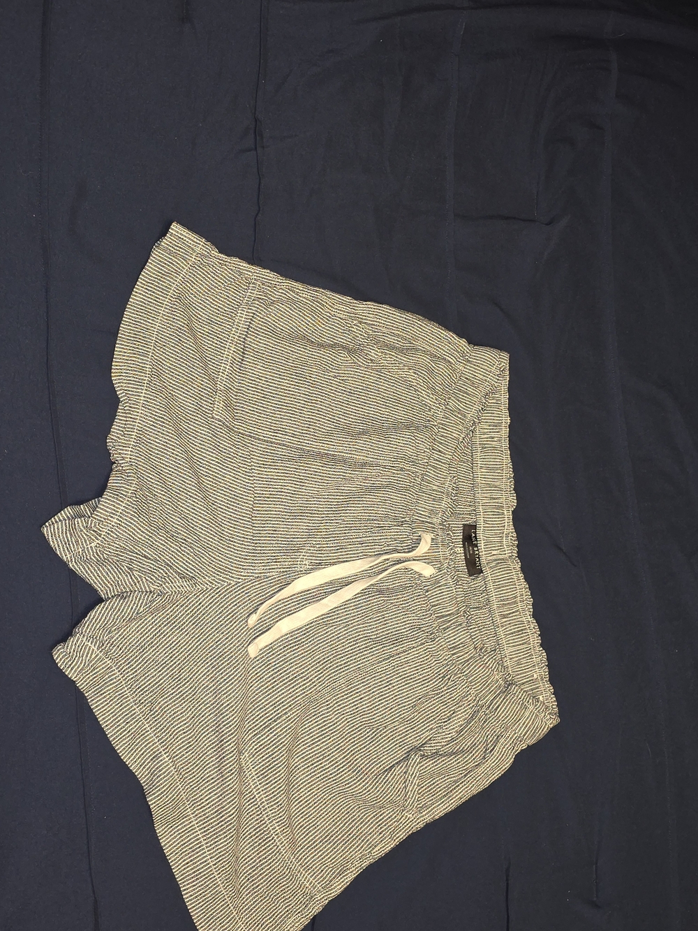Lane Bryant Cream and Black Striped Drawstring Athletic Shorts